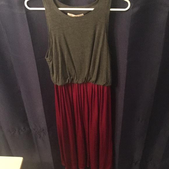 LOFT Dresses & Skirts - Gray top cranberry red bottom maxi dress